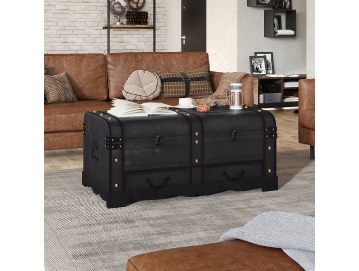 vidaXL Schatztruhe Holz Groß Schwarz