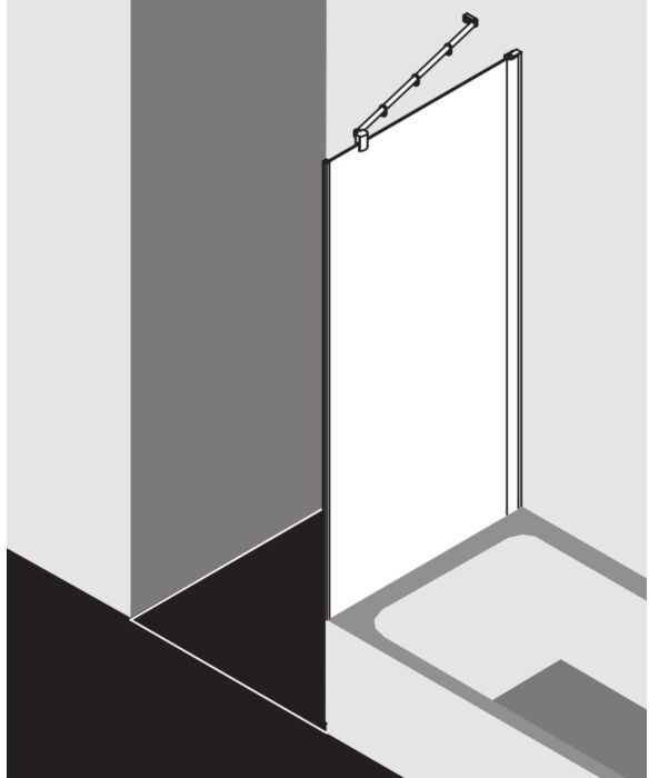 Kermi Diga Seitenwand verkürzt DITVD07016VAK 70x160cm, silber hochglanz, ESG klar