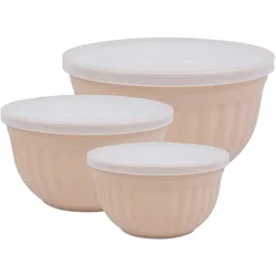 GreenGate Schüssel 3er Set Alice aus Kunststoff, Creamy Fudge