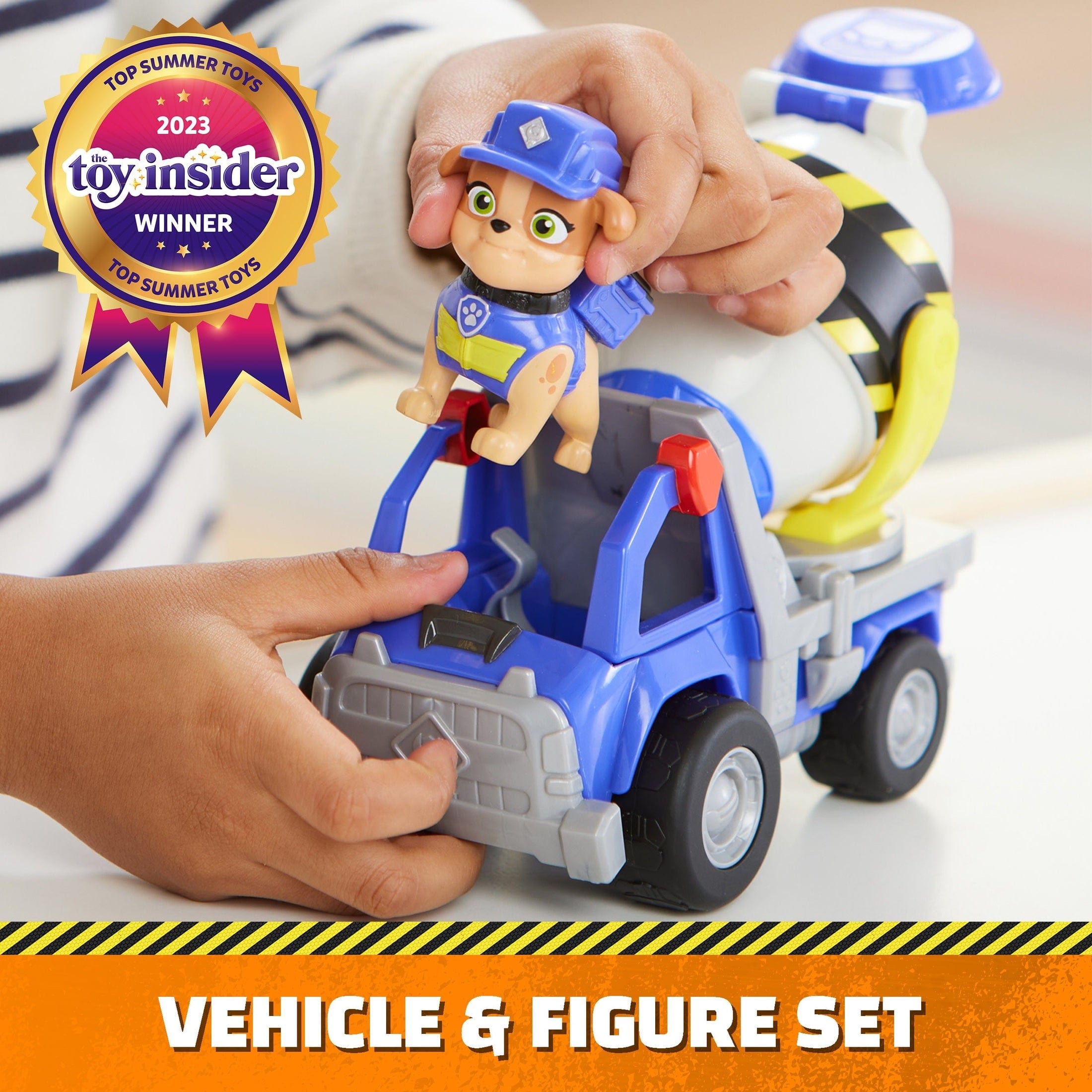 Rubble ; Crew Mix’s Mixing Truck with Figure for Kids, Working Wheels, Rotating Drum, Playset by Spin Master