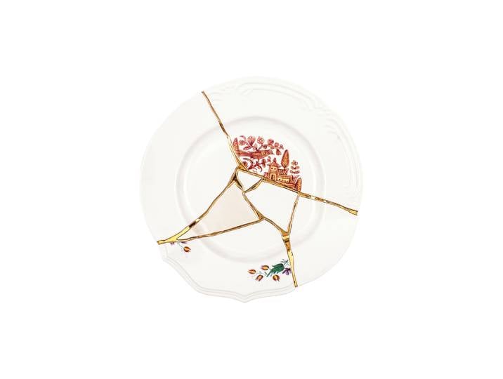 Seletti - Assiette Kintsugi - Blanc - Or - Designer Marcantonio