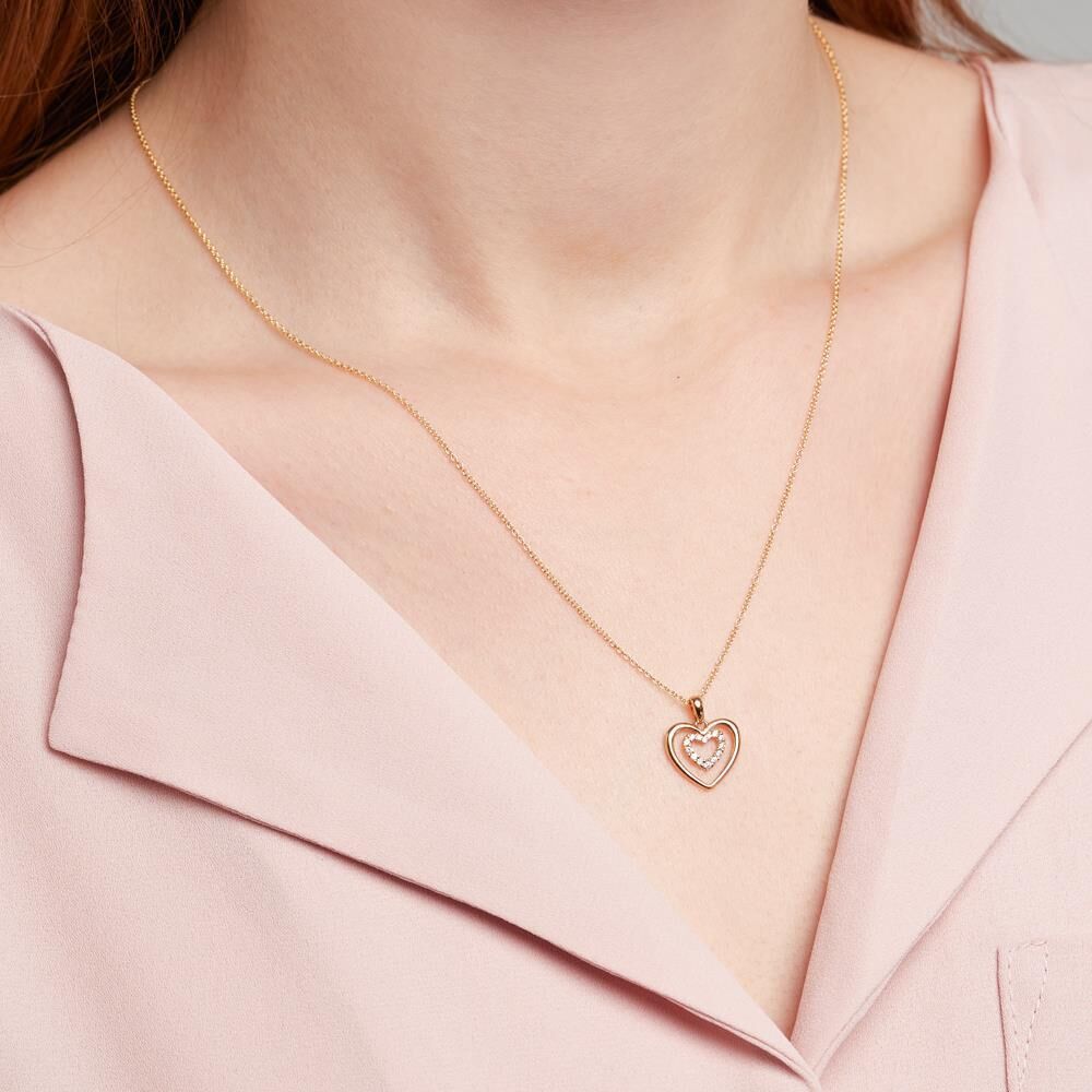 Brilladia Anhänger Herzen aus 14K Gold mit Diamanten gold