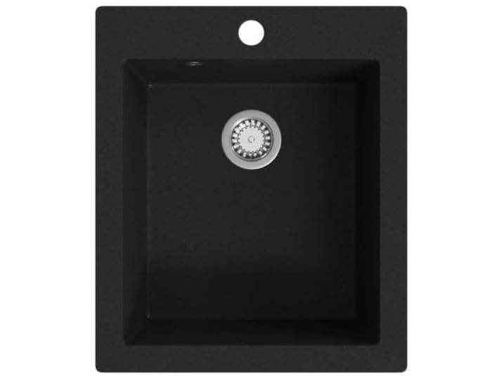 Xhnifbn Granitspüle Einzelbecken Schwarz 425x500mm Einbauspüle Hitzebeständiges Spülbecken aus Verbundwerkstoff für die moderne Küche, pflegeleicht und kratzfest im täglichen Einsatz.