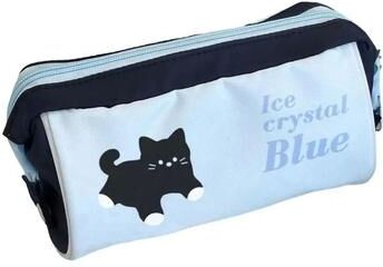Inspire Select Durable Canvas Stationery Pouch Pencil Case, Large Capacity Cute Print Zipper Bag, Portable School Supplies Organizer blue