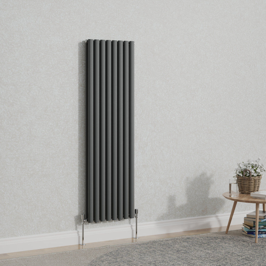 Belfry Heating Shoshana Vertical Oval Panel Radiator Anthracite 160cm H x 47.2cm W