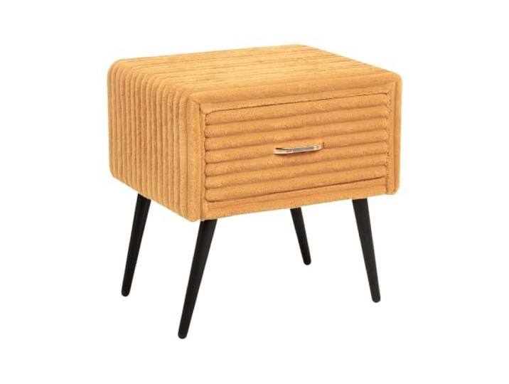 Nachttisch Cord orange mit Schublade Metallgestell schwarz modern Flayat