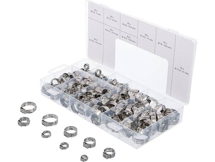 BGS 14115 RVS slangklem assortiment 5,8 - 21 mm 170-dlg