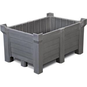 asecos Großbehälter Stapelbox, 22548, 300 Liter, mit Füßen, grau, 120 x 60 x 80cm, aus Polyethylen