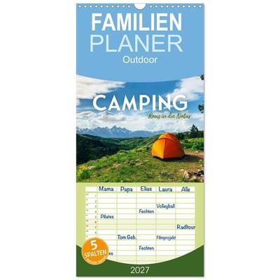 Familienplaner 2027 - Camping - Raus in die Natur. mit 5 Spalten (Wandkalender, 21 x 45 cm) CALVENDO