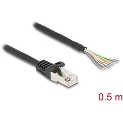 DeLOCK Kabel RJ50 Stecker zu offenen Kabelenden S/FTP 0,5 m schwarz