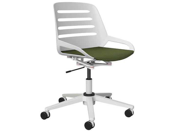 Aeris Drehstuhl Numo Task, Weiß, Hellgrün, Metall, Kunststoff, Drehkreuz, 70x68x40 cm, Made in Germany, Wippfunktion, Sitzfläche 360° drehbar, Büromöbel, Bürostühle, Drehstühle