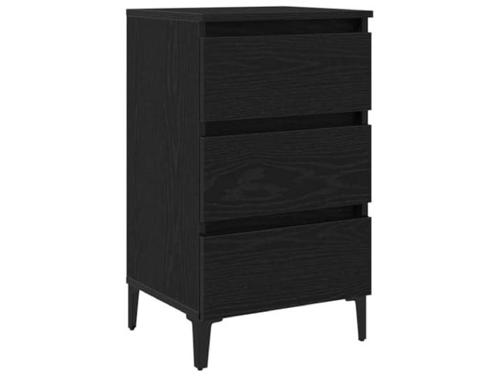 Heofavd Nachttisch Schwarz Eichen-Optik 40x35x69 cm mit 3 Schubladen