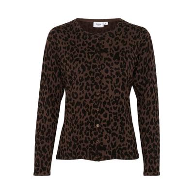Strickjacke SAINT TROPEZ "Saint Tropez Strickjacke ZhilaSZ", Damen, Gr. M, braun (chocolate braun leopard), Strickjacken Strickjacke