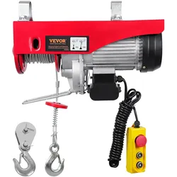 VEVOR 230V Elektrische Seilwinde 500kg bis 1000kg Hubhöhe 12m Seilzug Motorwinde 1600W Motor Flaschenzug 10m/min Hubgeschwindigkeit Hebezug mit kabelgebundener Fernbedienung Seilhebezug Kettenzug