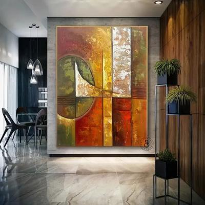 Uplift Essentials Abstract Texture Oil Painting Minimalist Gold Wall Decor Large Handmade Style Canvas Art For Luxury Living Room style 4 16x24 In