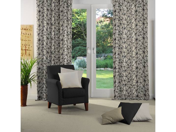 Vorhang WIRTH Lisburn Gr. 3, schwarz, B:132cm H:220cm, Polyester, Gardinen, Vorhang
