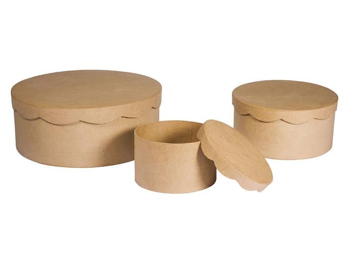 Rayher Pappmaché Boxen Set Grau ⌀ 24 × 9 17 × 8 10 × 7 cm 3 Stück