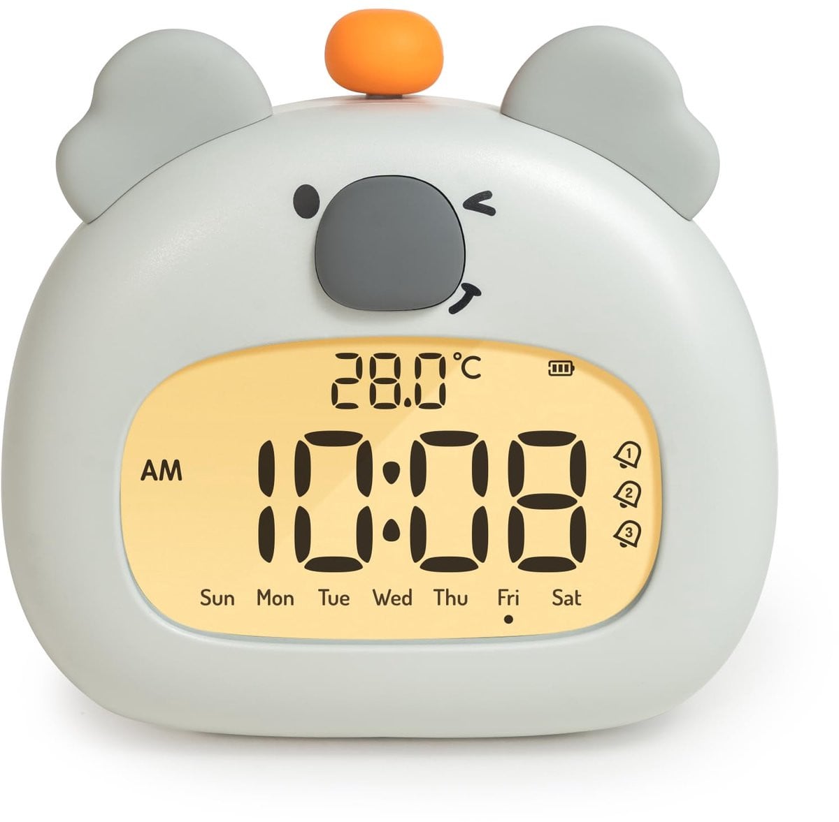 Ynkkvre Kinderwekker Koala met Nachtlampje en LED Digitaal Display - Grijs
