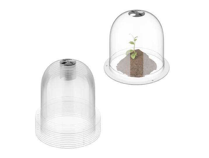 Relaxdays Cloche de Culture\, Set de 10\, Ø 25 cm\, Protection Gel & escargots\, Cloches empilables\, Pet\, Transparent