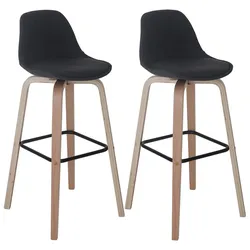 2er-Set Barhocker MCW-A89, Barstuhl Tresenhocker mit Lehne ~ Textil, dunkelgrau
