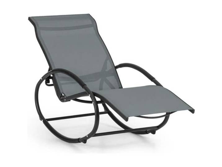 Blumfeldt Santorini Fauteuil à bascule chaise longue aluminium polyester -gris