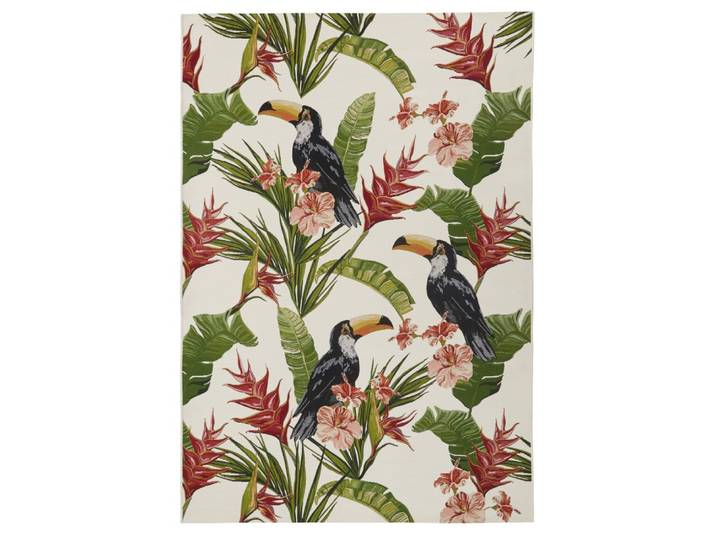 Outdoor-Jacquard-Webteppich mit mehrfarbigem Tropenmotiv, 160x230cm