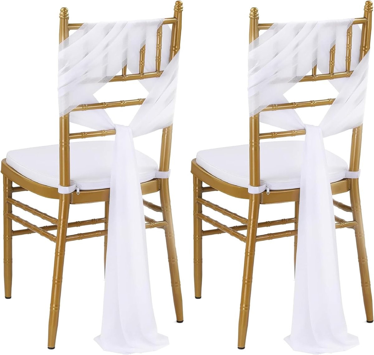 Witte organza stoelstrikken voor bruiloft en decoratie