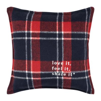 Dekokissen PAD "TARTAN, Made in Europe", rot (rot, blau, kariert), B:45cm L:45cm, Polyester, Dekokissen_Sitzkissen_Kissenhüllen, Kissenhülle ohne Füllung, Karo-Design, 1 Stück, 45x45 cm