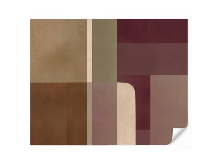 OnlyWow Tapete - Unis - Abstrakt - Bordeaux - Linien - 350x300 cm, Mehrfarbig, Papier, Rechteckig, 350x300 cm, Tapeten & Wandverkleidungen, Vliestapeten