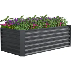 VCM Metall Hochbeet 120x60x57 cm – Rechteckiger Pflanzkasten für Garten & Terrasse – Großes Gartenbeet aus Metall, Pflanzenbeet ohne Boden, Galdo L