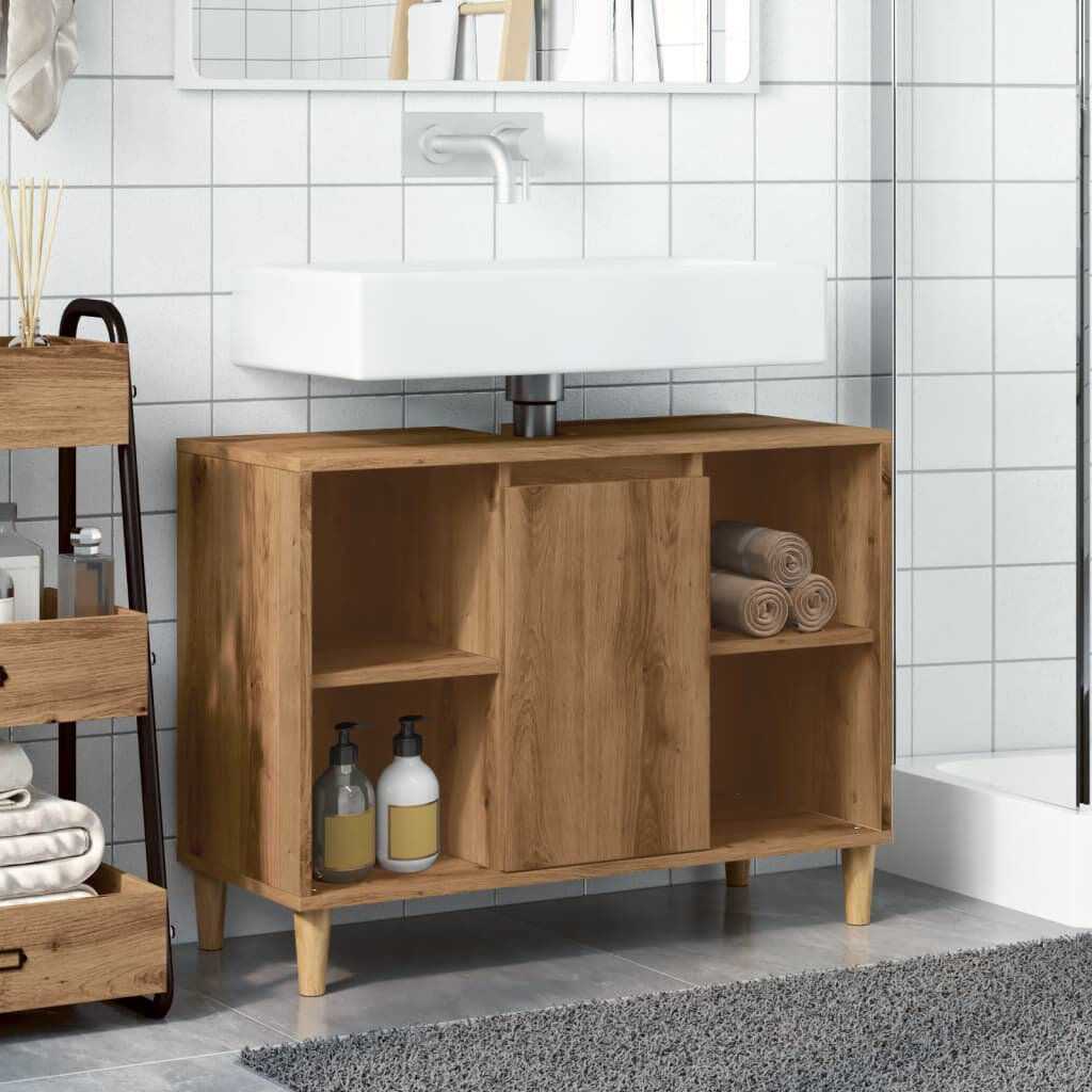 Latitude Run Skagway Sink Cabinet 80x33x60 cm Engineered Wood Old Wood 60cm H X 80cm W X 33cm D