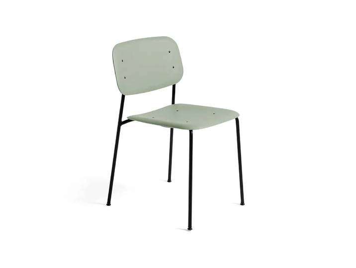 HAY Soft Edge 40 Stuhl Dusty green, schwarzes Stahlgestell