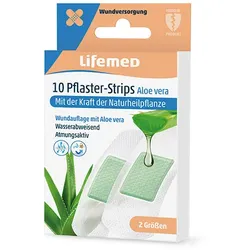 Lifemed 10 Pflaster-Strips weiß "Aloe vera" 2 Größen 12 Pack à 10 Stück = 120 Stück
