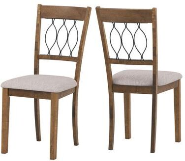 Costway Set of 2 Dining Chair Fabric/Faux Leather Upholstered with Padded Seat-Rustic Brown