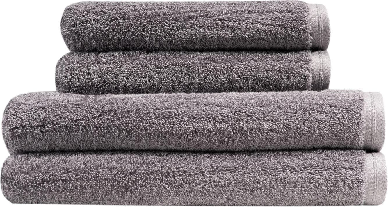 Handtuch Set VOSSEN "Frottierset Vegan Life 4er Set", grau (dunkelgrau), 4, Frottee, Frottee, Obermaterial: 100% Baumwolle, Handtuch-Sets, Handtuch Set dunkelgrau 4, Frottee