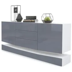 SIDEBOARD City Fronten in Grau Hochglanz