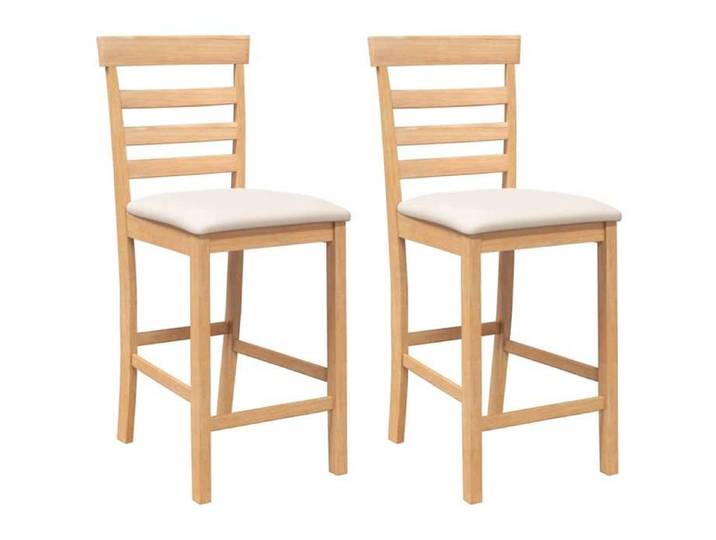 Chaises de bar CLOUD avec coussins 2pcs naturel bois massif d'hévéa LV588