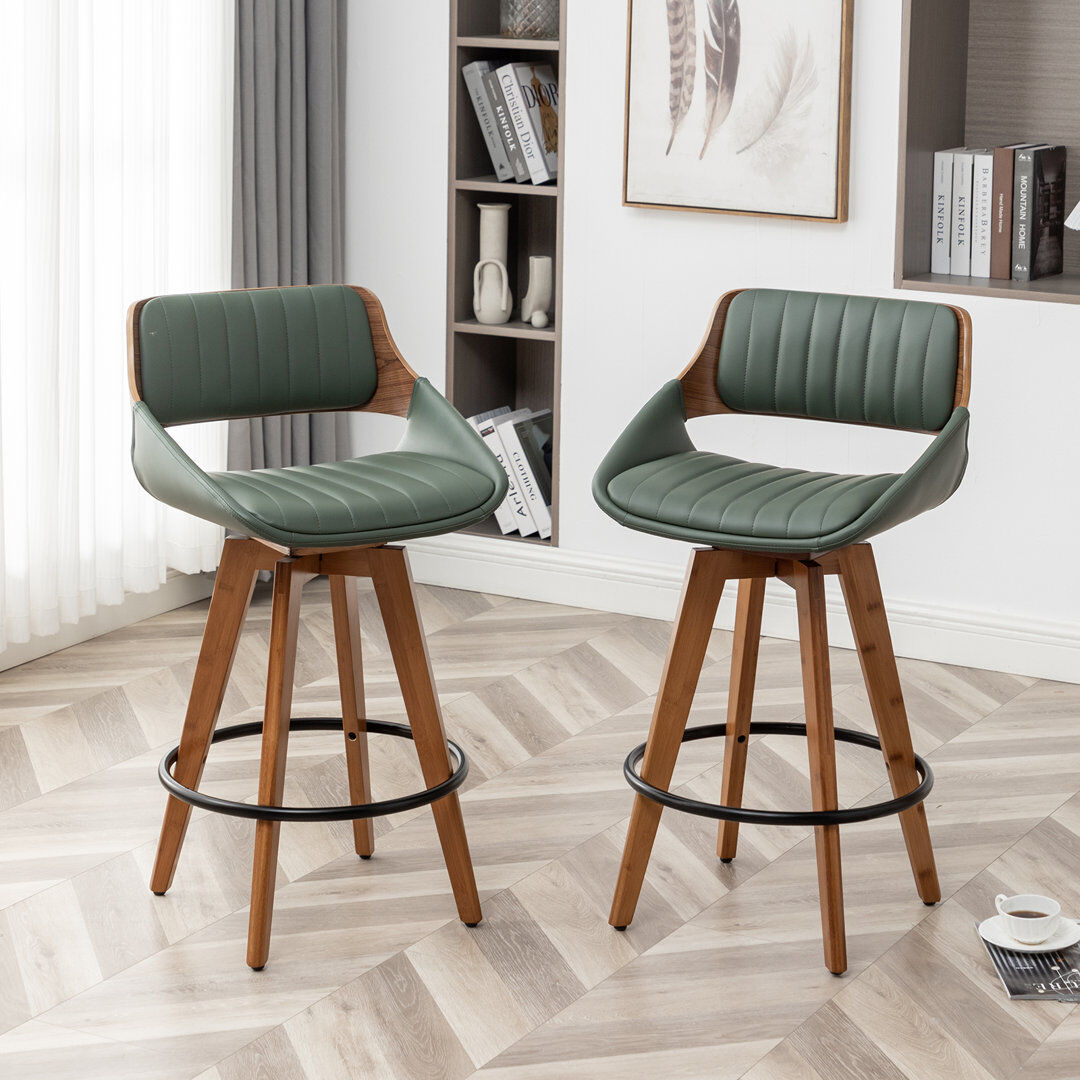 Blue Elephant Jobani Swivel Bar Stool Green Counter Stool (66cm Seat Height)