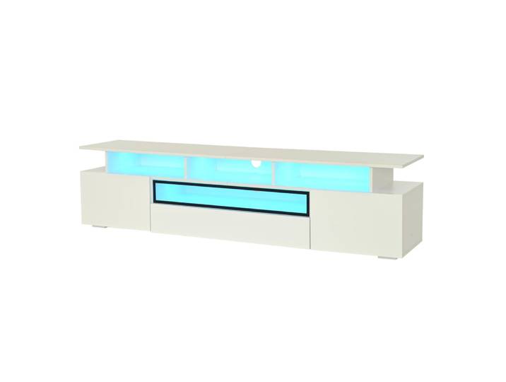 Meuble tv en panneaux de particules avec led blanc 180x38x45 cm