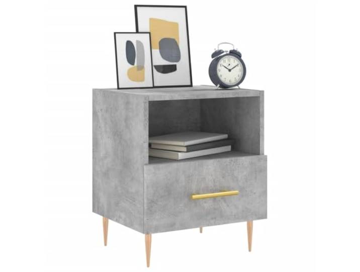 KTHLBRH Nachttische 2 Stück grau Beton 40 x 35 x 47,5 cm aus Mit Schublade und Ablage, Metallfüße, stabil und robust, für Schlafzimmer
