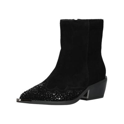 Bikerboots ALMA EN PENA "ALMA EN PENA Stiefelette Veloursleder", Damen, Gr. 39, schwarz, Veloursleder, Schuhe Bikerboots