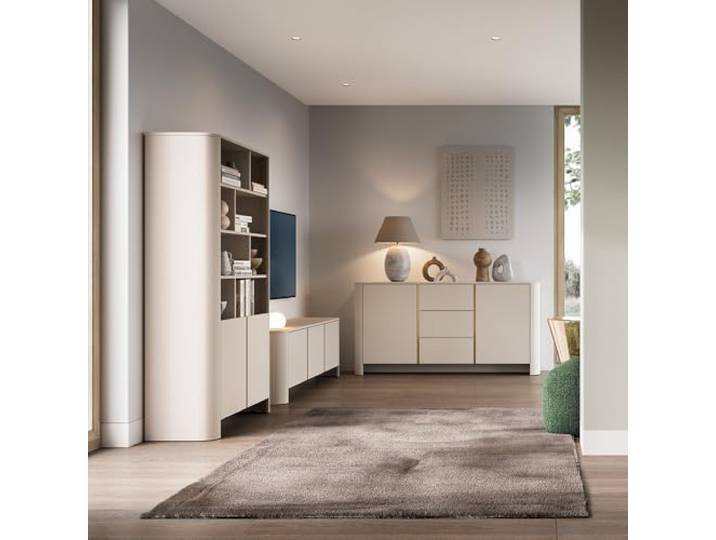 Lomadox Wohnwand Wohnzimmermöbel Wohnzimmerset in Kaschmir, mit Kommode, Lowboard & Bücherregal, 3-teilig modern
