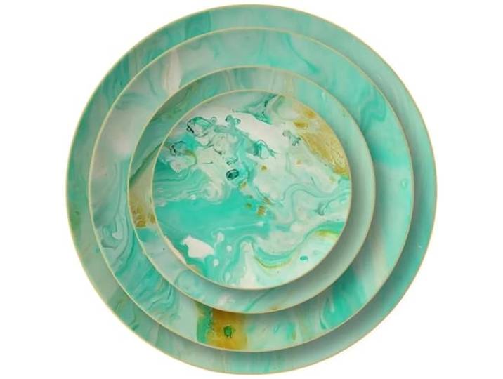 Quality Elegance Luxuriöses Green Marble Pattern Bone China Geschirrset