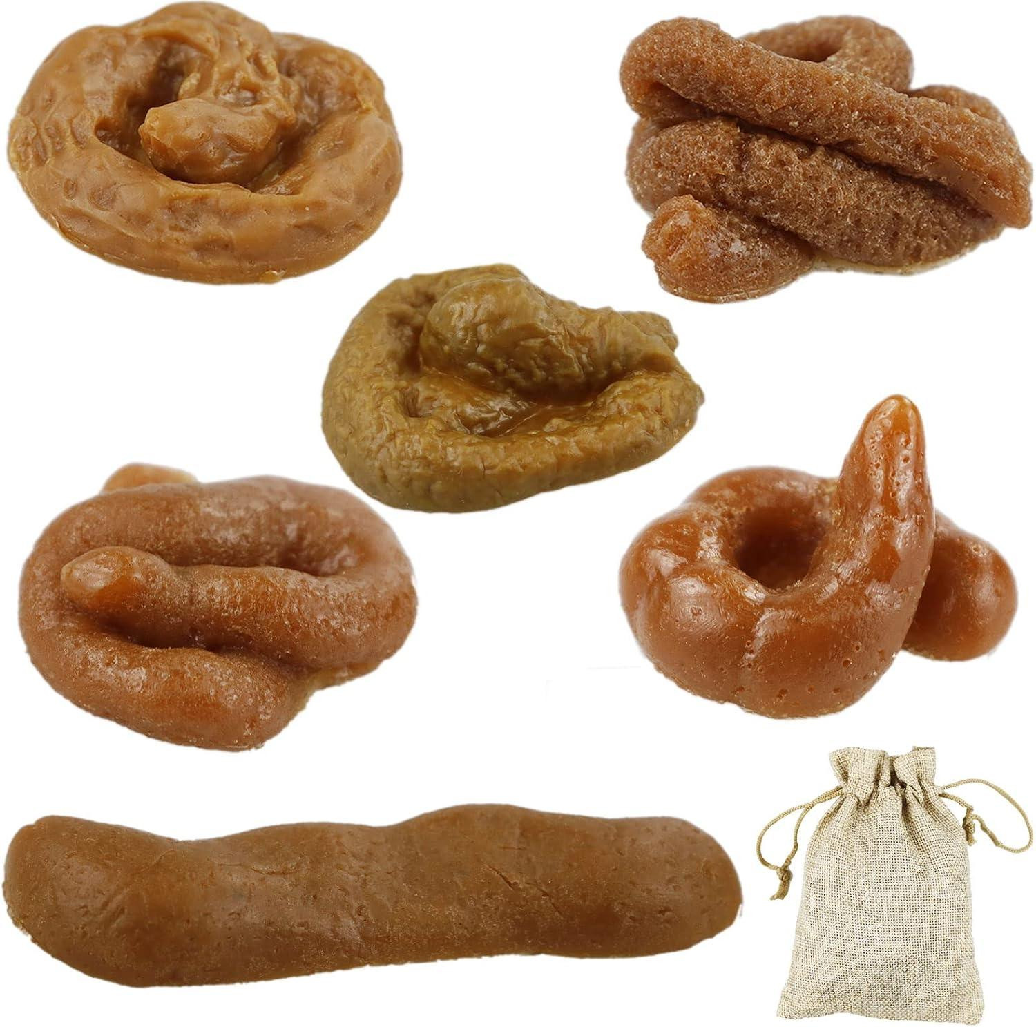 Set van 6 nep poep speelgoed voor honden - Grappig speelgoed voor April Fools' Day en Halloween