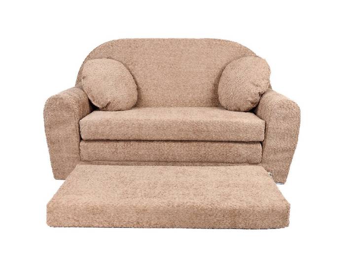 FORTISLINE Kindersofa Kindersofa aus Teddy-Stoff mit Verlängerung - Klappsofa, Spielsofa, ausklappbar