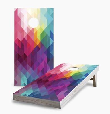 Skip's Garage Rainbow Mosaic Regulation 2x4 Cornhole Game Set