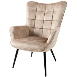 riess-ambiente Sessel SCANDINAVIA - modern champagner beige Samt schwarze Metallbeine mit Armlehne