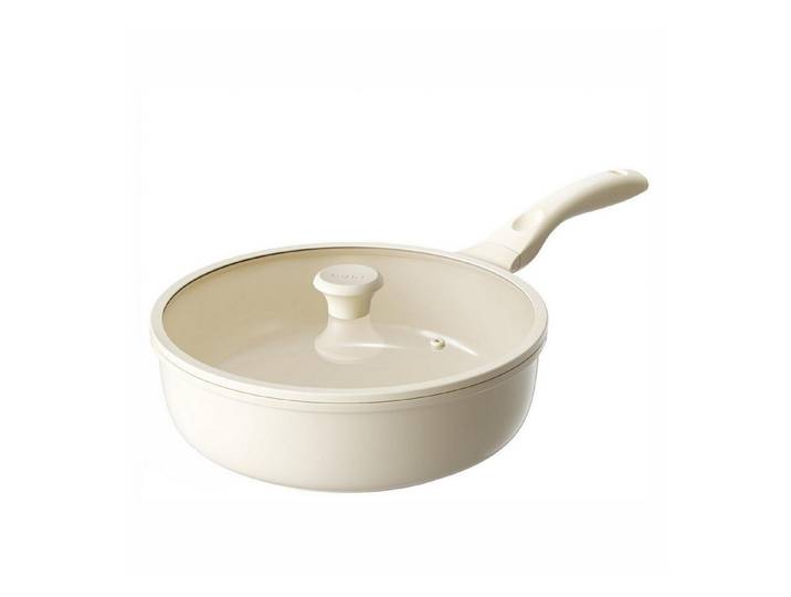LuxusKollektion Schmorpfanne Schmorpfanne mit Deckel 28cm Beige
