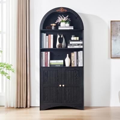Cusp Barn "70.8"" Tall Arched Storage Sideboard Cabinet with Adjustable Shelves and Hinges, Anti-Tip Strap, Freestanding Bookcase Cabinet"