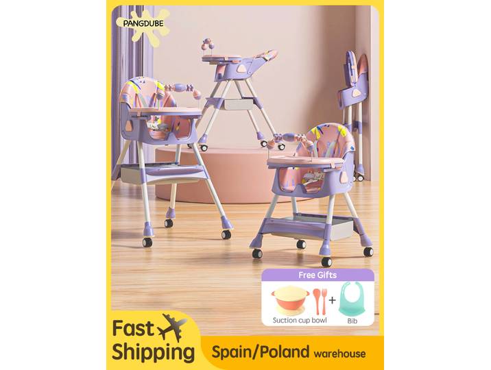 PANGDUpunChaise d'alimentation pliante inclinable pour bébé avec roulettes, chaise haute pour enfant pour l'alimentation, chaise réglable pour manger, recommandé